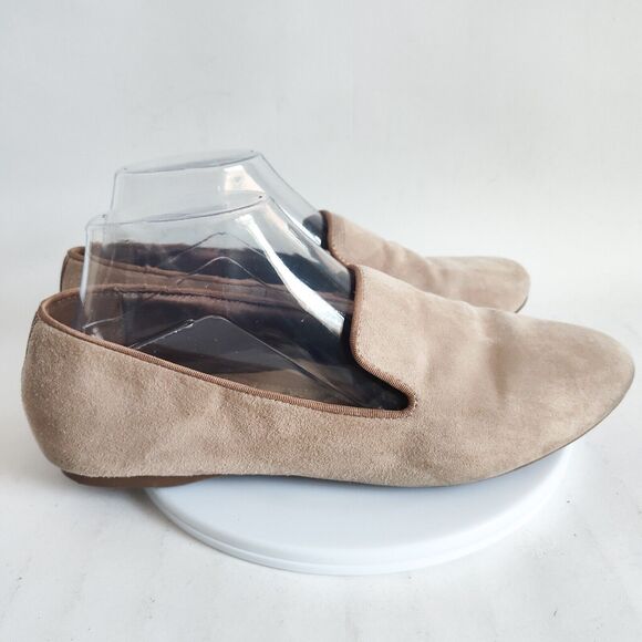 Birdies The Starling Boho Preppy 9.5 Latte Suede Loafers Flats Nuetral Camel Tan - Picture 2 of 10